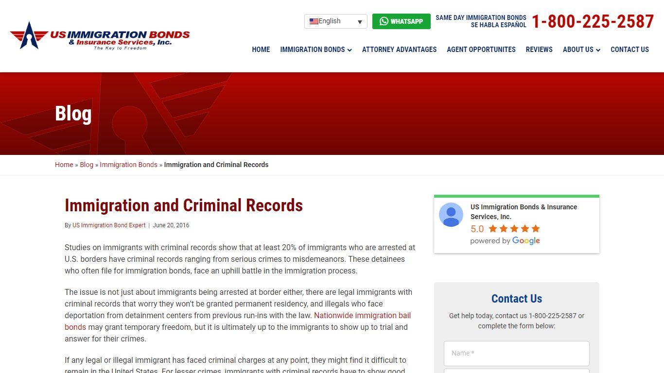 Immigration and Criminal Records • US Immigration Bonds